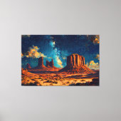 高くそびえる砂岩の形成を伴う砂漠の風景 キャンバスプリント (正面)