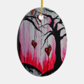 高く乾燥した壊れたハートの木ゴシック風景アート セラミックオーナメント (正面)