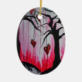 高く乾燥した壊れたハートの木ゴシック風景アート セラミックオーナメント