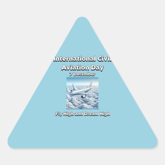 高く飛び、高く夢見る。民間航空日 三角形シール (正面)