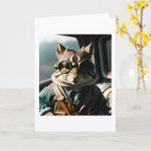 高く飛べ！お祝いチップムンクカード カード (黄色い花)