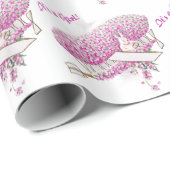 高く飛んでいるなバニーのパイロットのピンクの花の飛行機 ラッピングペーパー (ロールコーナー)