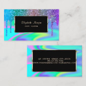 高エレガント度スタイリッシュ,モダンホログラフィック，ドリップ 名刺 (正面/裏面)