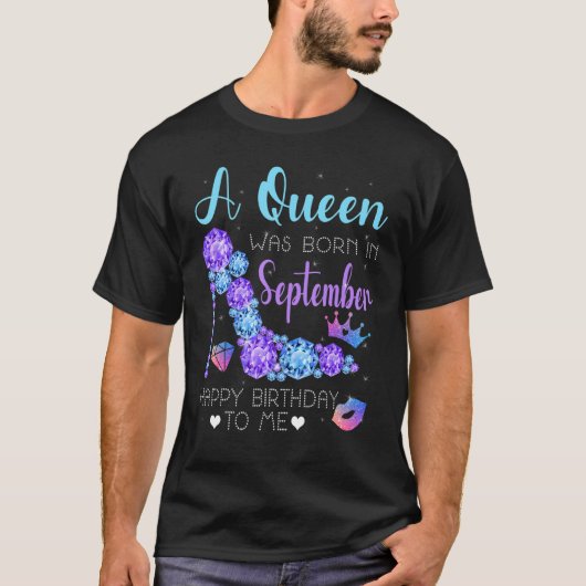 高カッコいいヒールBday女の子女王が入っ生まれた Tシャツ (正面)