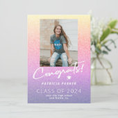 高ガーリー校モダン写真卒業 案内状 (スタンド正面)