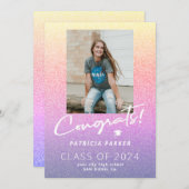 高ガーリー校モダン写真卒業 案内状 (正面/裏面)