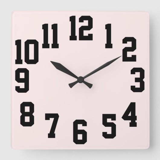 高コントラストビッグナンバーズ簡単 スクエア壁時計 (正面)