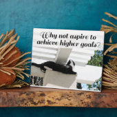 高ゴールやる気を起こさせる猫 フォトプラーク (側面)