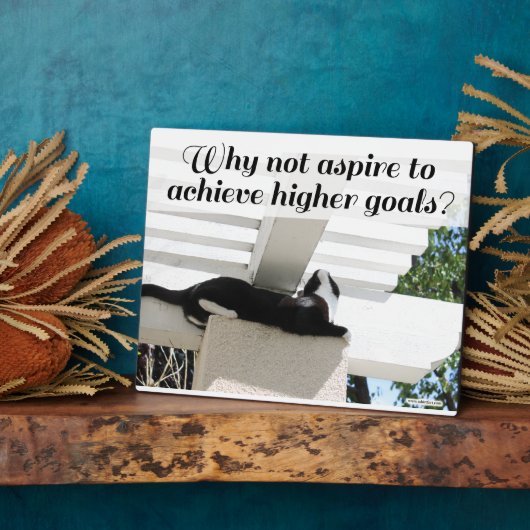 高ゴールやる気を起こさせる猫 フォトプラーク (側面)