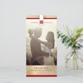 高シンプルい二重の幸福中国の結婚の写真 サンキューカード (スタンド正面)