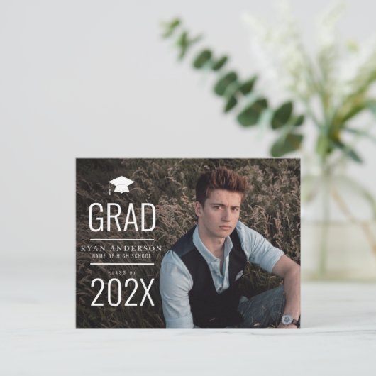 高シンプル校モダン卒業発表 ポストカード (スタンド正面)