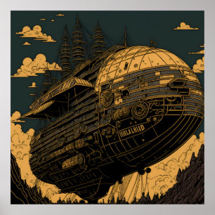高スート威厳のあるル: Steampunk Airship ポスター