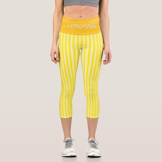 高パーソナライズされたく腰の高いカプリー – "レモネード" カプリレギンス (正面)