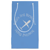 高パーソナライズされたく舞う青い飛行機 スモールペーパーバッグ (正面)