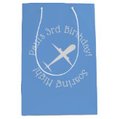 高パーソナライズされたく舞う青い飛行機 ミディアムペーパーバッグ (正面)