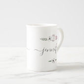 高パーソナライズされた茶ブライダルシャワー ボーンチャイナマグカップ (正面右)