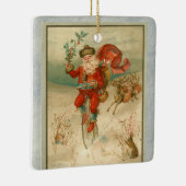 高ビクトリアン輪自転車のサンタクロース セラミックオーナメント (右)