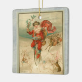 高ビクトリアン輪自転車のサンタクロース セラミックオーナメント (左)