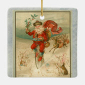 高ビクトリアン輪自転車のサンタクロース セラミックオーナメント (裏面)