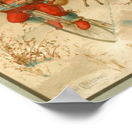 高ビクトリアン輪自転車のサンタクロース ポスター (角)