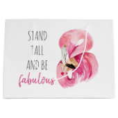 高モダンくて素晴らしいフラミンゴ ラージペーパーバッグ (正面)