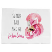 高モダンくて素晴らしいフラミンゴ ラージペーパーバッグ (裏面)