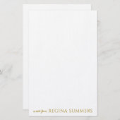 高モダンエレガント級金ゴールドパーソナライズされた文具 便箋 (正面/裏面)