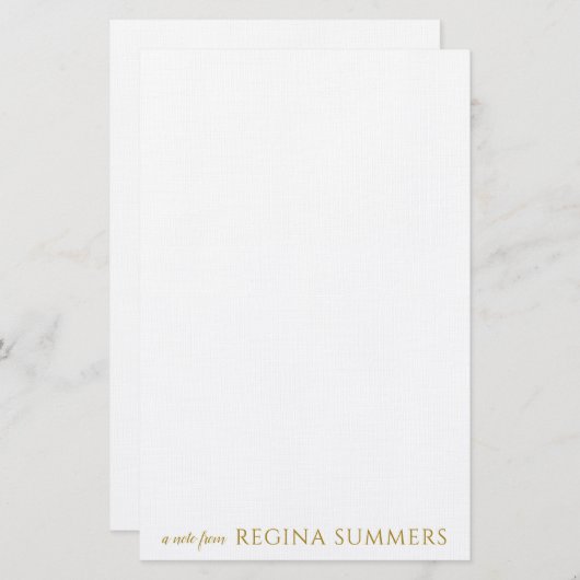 高モダンエレガント級金ゴールドパーソナライズされた文具 便箋 (正面/裏面)