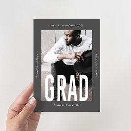 高モダン型1フォトグレー卒業 案内状