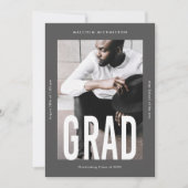 高モダン型1フォトグレー卒業 案内状 (正面)