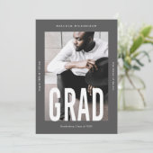 高モダン型1フォトグレー卒業 案内状 (スタンド正面)