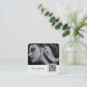 高モダン度なQRコードネットワーク写真 スクエア名刺 (スタンド正面)