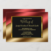 高モダン級赤エレガント金ゴールドグリッター 招待状 (正面/裏面)