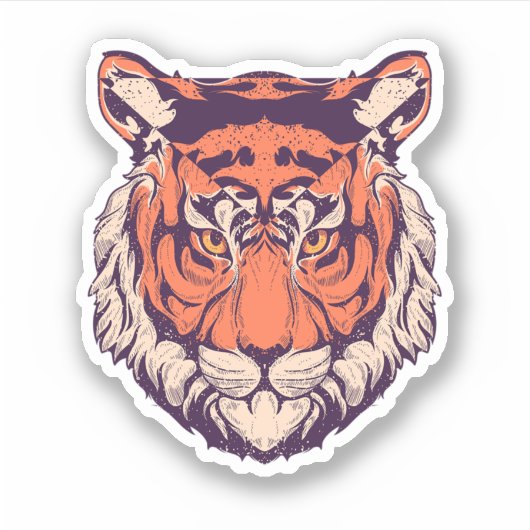 高レベルのリアルリストタイガーポートレート シール (正面)
