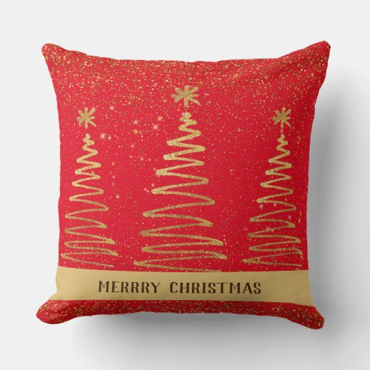 高伝統的木エレガント金ゴールドと赤 クッション (正面)