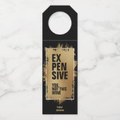 高価な文字ゴールドフォイルオンブラック ボトルネックタグ (正面)