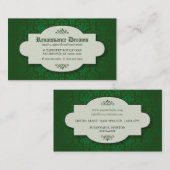 高価な緑のダマスク織 名刺 (正面/裏面)