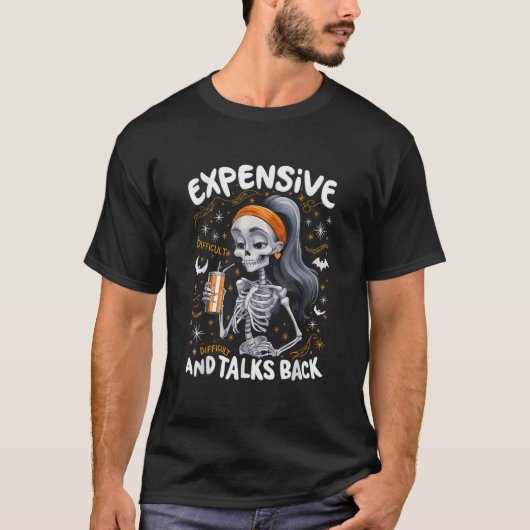 高価な難しいトークバックスケルトンコーヒーハル Tシャツ (正面)