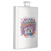 高価な難しい飲み物のショットをバックに話す フラスク (右)