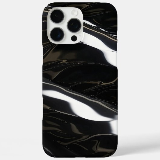 高光沢ブラック3D波テクスチャ Case-Mate iPhoneケース (裏面)