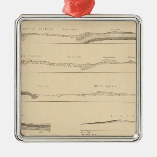 高原ユタを通した構造セクション メタルオーナメント (正面)