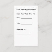 高品質の編集可能な歯科医アポイントメント名刺 名刺 (裏面)