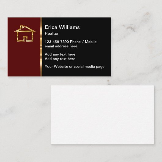 高品質の編集可能実在不動産名刺 名刺 (正面/裏面)