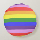 高品質レインボーストライプブライトカラー ラウンドクッション (裏面)