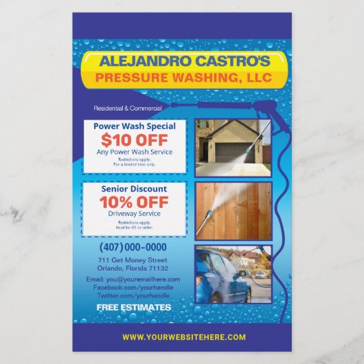 高圧洗浄 半ページ フライヤー テンプレート (正面)