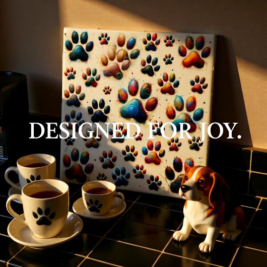 高圧着色犬の肉筆印刷 タイル