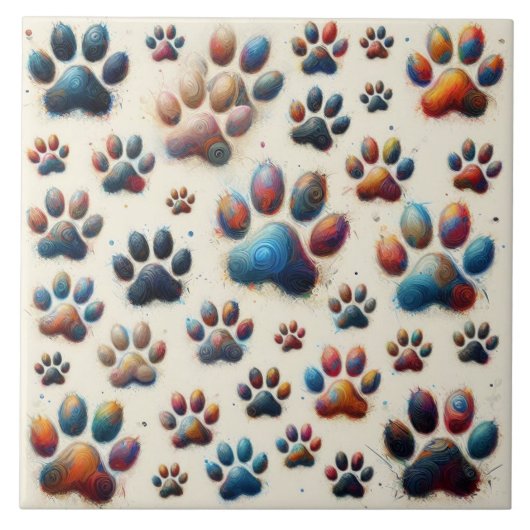 高圧着色犬の肉筆印刷 タイル (正面)