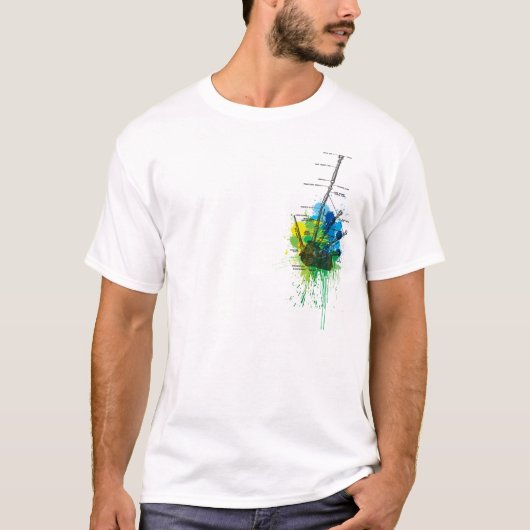 高地のバグパイプ-新しい緑色 Tシャツ (正面)