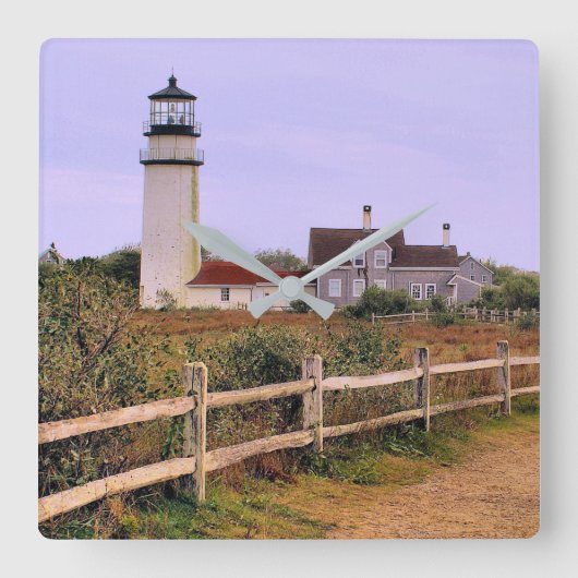 高地の灯台、ケープコッド、マサチューセッツ スクエア壁時計 (正面)