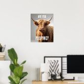 高地の牛おもしろいトイレのトイレ ポスター (ホームオフィス)